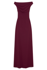 Mabel Off Shoulder Chiffon Maxi Dress - Merlot