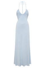 Maely Gathered Slinky Maxi Dress - Pale Blue