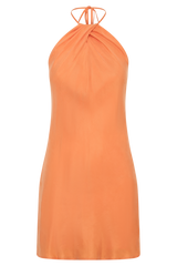 Maggie Cupro Halter Mini Dress - Orange