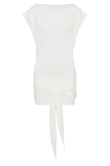 Maiara Shortsleeve Slinky Tie Mini Dress - White