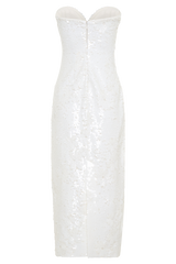 Maisie Strapless Sequin Midi Dress - White