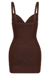 Maison Bandage Knit Mini Dress - Chocolate