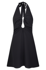 Malakhai Chiffon Halter Mini Dress - Black