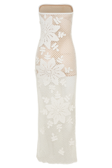 Mandie Hand Crochet Asymmetrical Maxi Dress - White