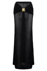 Mania Crochet Maxi Skirt With Hardware - Black