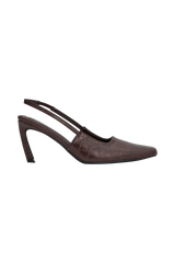 Maren Faux Leather Crocodile Heel - Chocolate