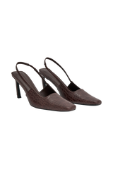 Maren Faux Leather Crocodile Heel - Chocolate