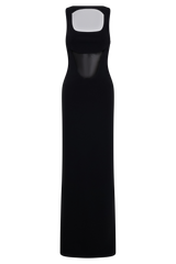 Marlon Crepe And Mesh Maxi Dress - Black