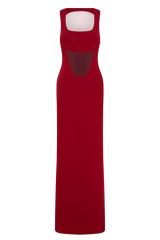 Marlon Crepe And Mesh Maxi Dress - Cherry Red