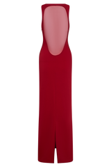 Marlon Crepe And Mesh Maxi Dress - Cherry Red