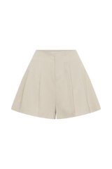 Martine Pleated Linen Short - Natural