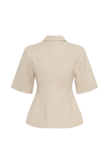 Martine Short Sleeve Linen Top - Natural