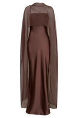 Martinne Chiffon Overlay Maxi Dress - Mocha