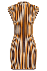 Meggie Striped Sleeveless Mini Dress - Orange/Chocolate