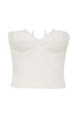 Melany Applique Denim Bustier - White