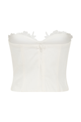 Melany Applique Denim Bustier - White