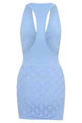 Mollie Mini Dress With Crochet Overlay - Cornflower Blue