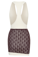 Mollie Mini Dress With Crochet Overlay - White/Chocolate