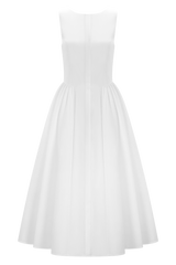 Monika Gathered Waist Cotton Midi Dress - White