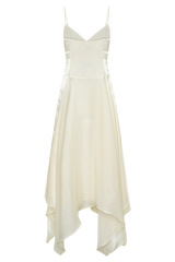 Naomi Satin Asymmetric Hem Maxi Dress - Ivory