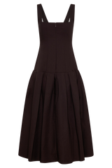 Natascha Drop Waist Cotton Midi Dress - Chocolate