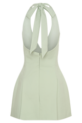 Nelly Halter Neck Cotton Mini Dress - Sage
