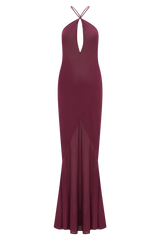Nerea Slip Halter Maxi Dress - Cherry Red
