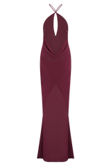Nerea Slip Halter Maxi Dress - Cherry Red