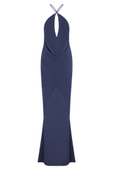 Nerea Slip Halter Maxi Dress - Purple Ink