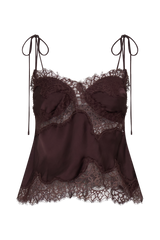 Nina Satin And Lace Camisole - Chocolate