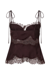 Nina Satin And Lace Camisole - Chocolate