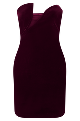 Paulina Velvet Strapless Mini Dress - Wine