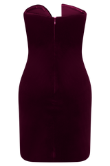 Paulina Velvet Strapless Mini Dress - Wine