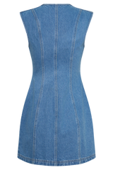 Penn Button Front Denim Mini Dress - Summer Blue