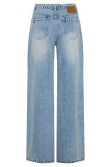 Perrie Mid Rise Straight Leg Tie Jeans - Washed Light Blue