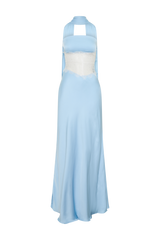Pilar Strapless Satin And Lace Maxi Dress - Cornflower Blue