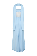 Pilar Strapless Satin And Lace Maxi Dress - Cornflower Blue