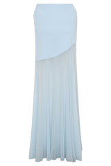 Portia Scuba And Mesh Maxi Skirt - Pale Blue
