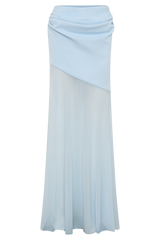 Portia Scuba And Mesh Maxi Skirt - Pale Blue