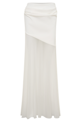 Portia Scuba And Mesh Maxi Skirt - White