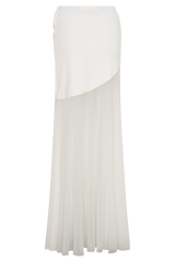 Portia Scuba And Mesh Maxi Skirt - White