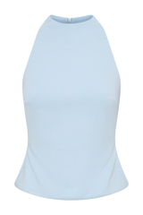 Portia Scuba Sleeveless Top - Pale Blue