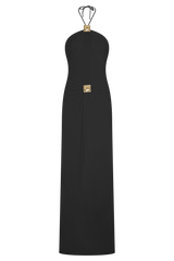 Quincy Halter Maxi Dress With Hardware - Black