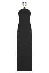 Quincy Halter Maxi Dress With Hardware - Black