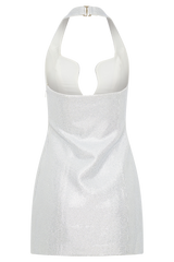 Raina Diamante Halter Mini Dress - White