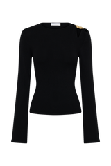 Ricky Knit Long Sleeve Longline Top - Black
