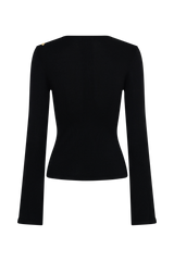 Ricky Knit Long Sleeve Longline Top - Black