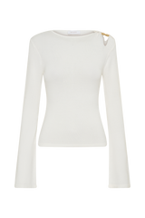 Ricky Knit Long Sleeve Longline Top - Ivory