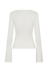 Ricky Knit Long Sleeve Longline Top - Ivory