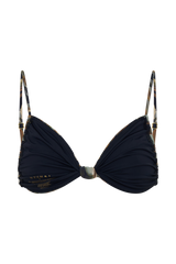 Rosmunda Ruched Bikini Top - Green Fluid Reverie Print